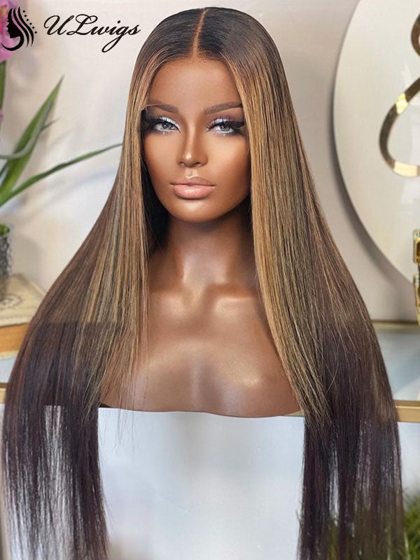 Celebrity brown balayage discount golden blonde h.d freepart lace front 360 wig