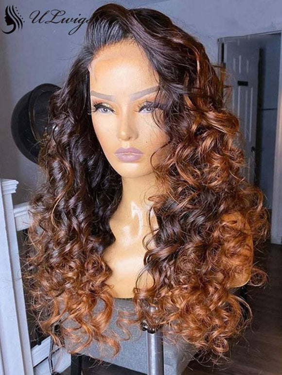 Dark Burgundy Color Body Wave Lace Front Wig With Bleached